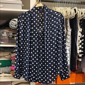 J. Crew Navy Polka Dot Blouse